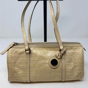 Dooney & Bourke Tan Crocodile-Embossed Barrel Shoulder Bag